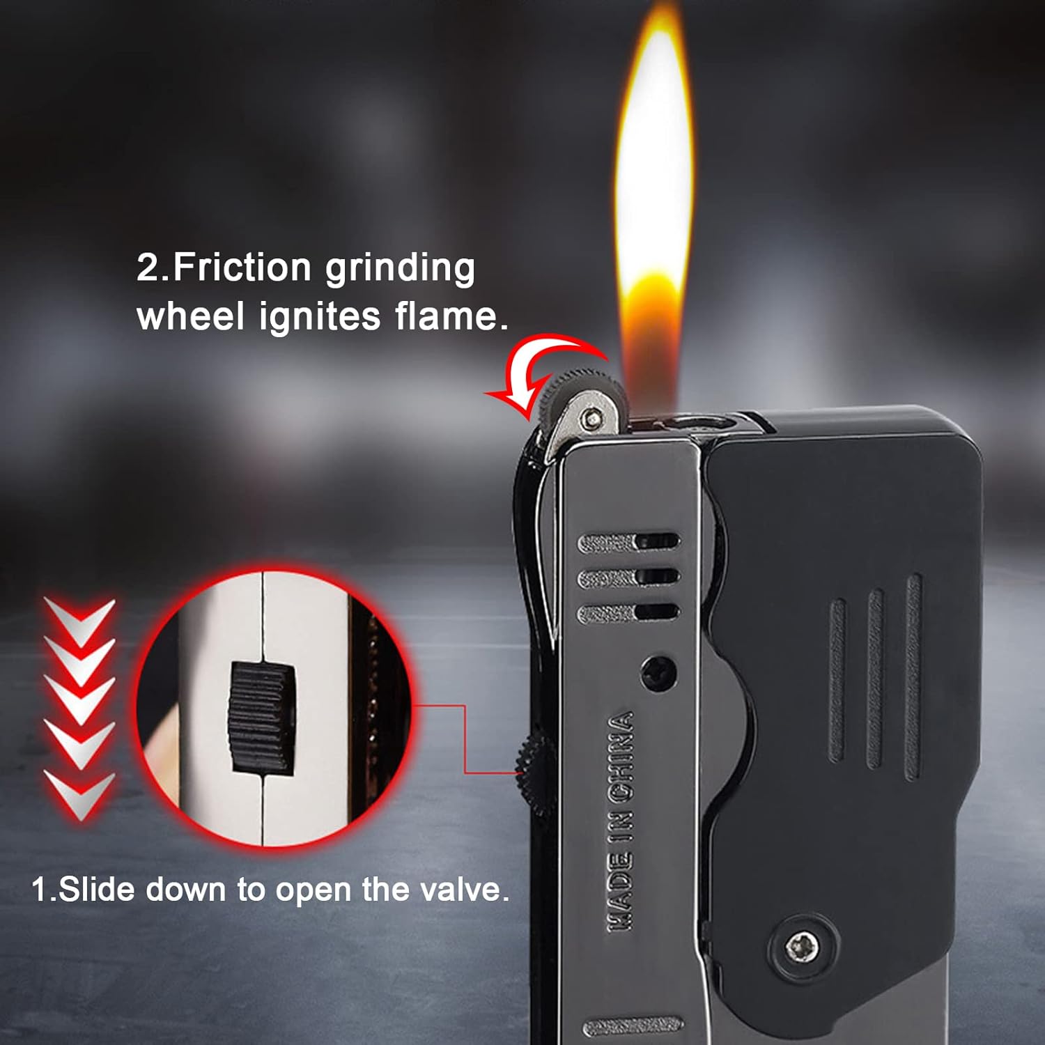 Encendedor de antorcha, encendedor de llama de chorro conmutable, combustible de butano recargable con función de bloqueo, llama de chorro ajustable