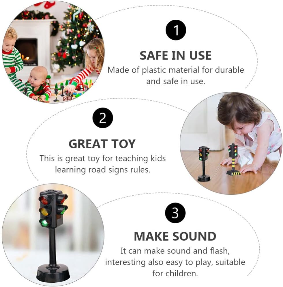 STOBOK Luces de tráfico, 3 piezas de 1.8×1.8×4.3 in Señales de tráfico de juguete DIY Señales de tráfico Modelo Juguetes Niños Juguete de semáforo