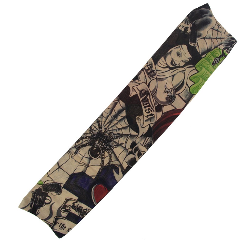 6 unids nuevo nylon elástico falso tatuaje temporal manga diseños cuerpo brazo medias tatoo para hombres hombres mujeres