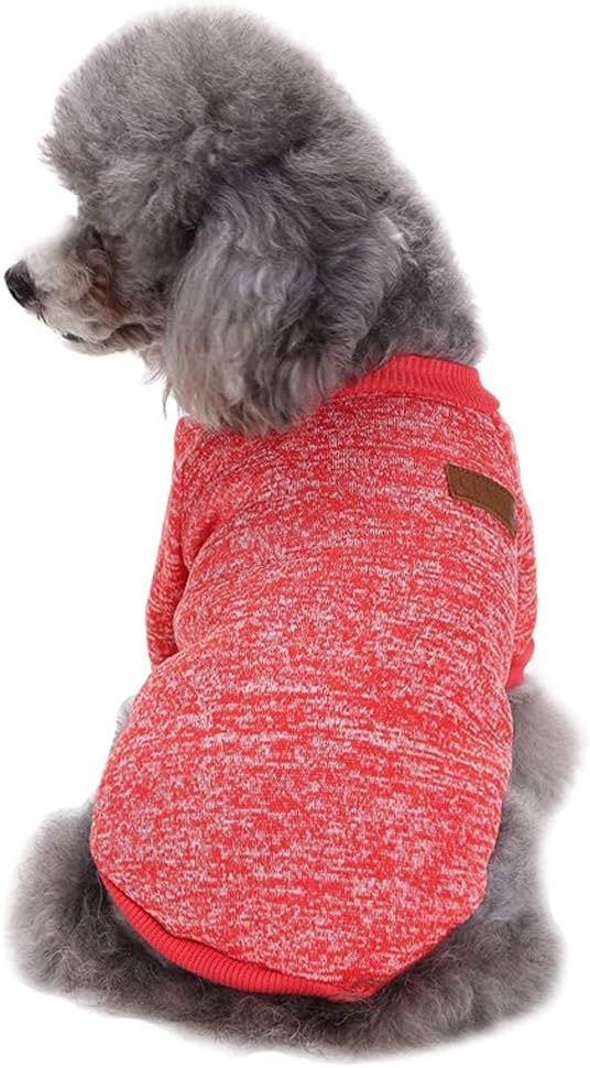 Jecikelon – Ropa para mascotas, suéter suave, cálido y grueso, suéter de invierno para perros (talla XS, color rojo)