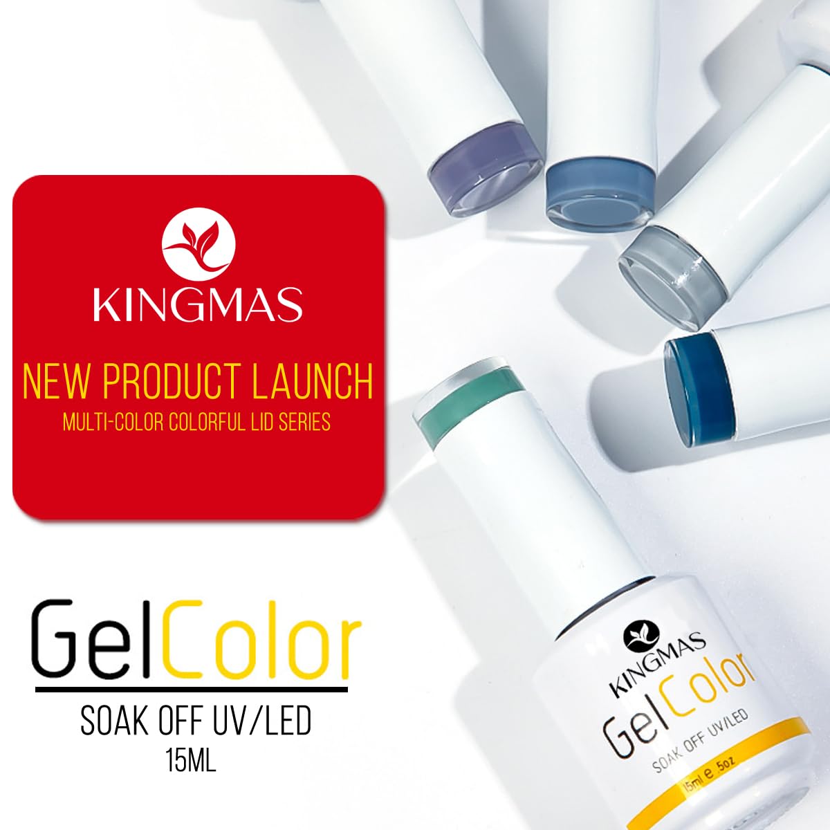 KINGMAS Esmalte de uñas de gel, 1 unidad de 0.5 fl oz (0.5 fl oz), arte de uñas, salón de manicura, lámpara de uñas de gel, decoración de uñas en
