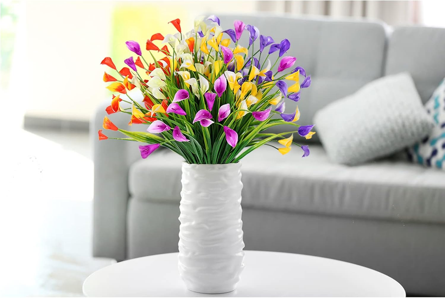 VOGUSON Flores falsas para decoración, flores artificiales de lirio de cala para exteriores, resistentes a los rayos UV, flores artificiales para