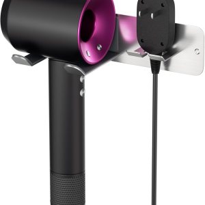JNIHEEP Soporte para secador de pelo montado en la pared, soporte autoadhesivo de acero inoxidable para secador de pelo supersónico Dyson, plateado JNIHEEP Soporte para secador de pelo montado en la pared, soporte autoadhesivo de acero inoxidable para secador de pelo supersónico Dyson, plateado