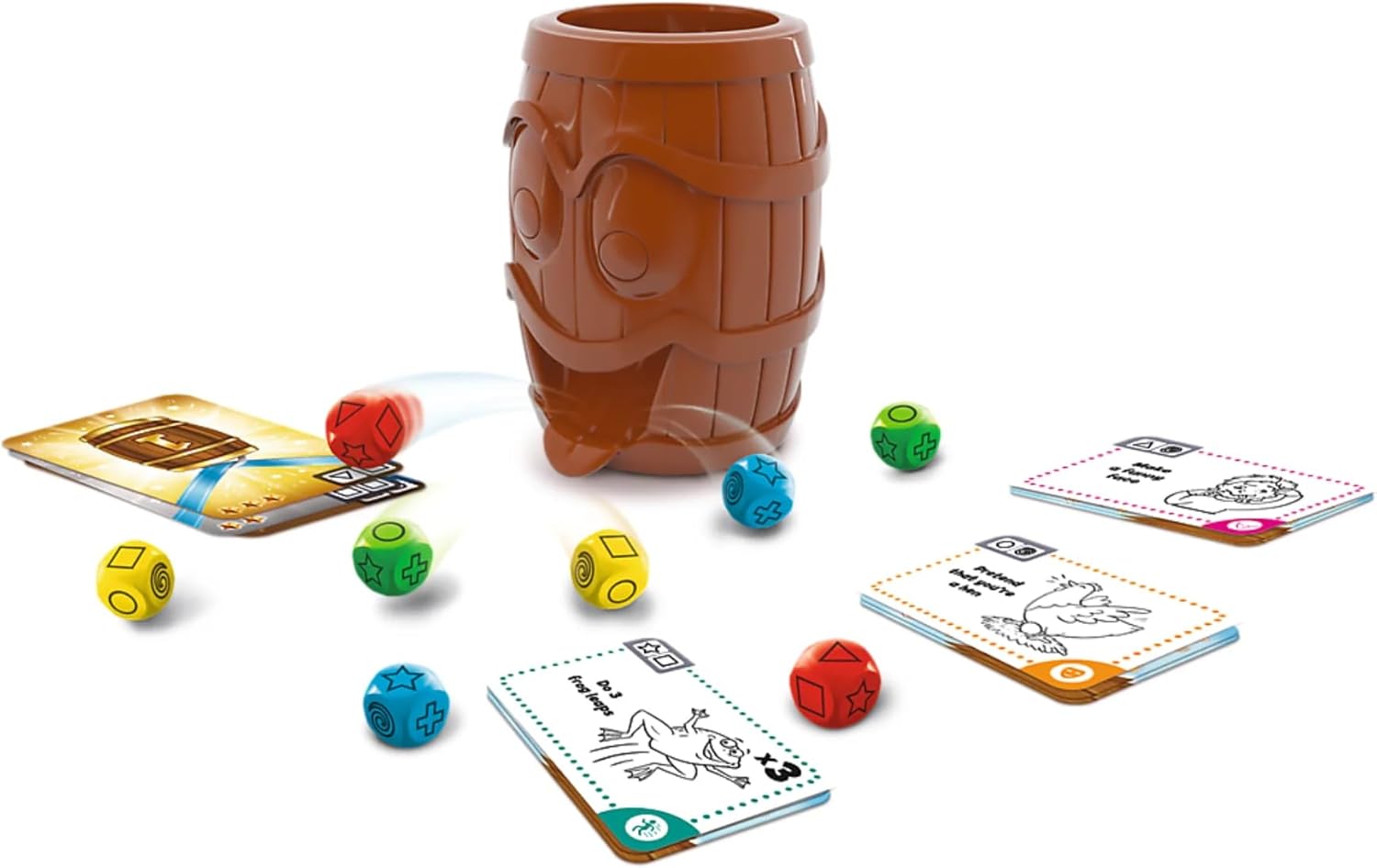 Trefl Barrel of Laughs – Juego de mesa familiar, juego de dados, juego de cartas, juego de fiesta para adultos y niños a partir de 5 años