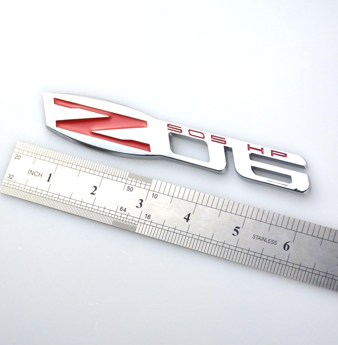 2 emblemas de Chevy Corvette C6 Z06, insignias 3D de 505 CV de repuesto para Chevrolet Corvette C6 2006-2013 (rojo cromado)