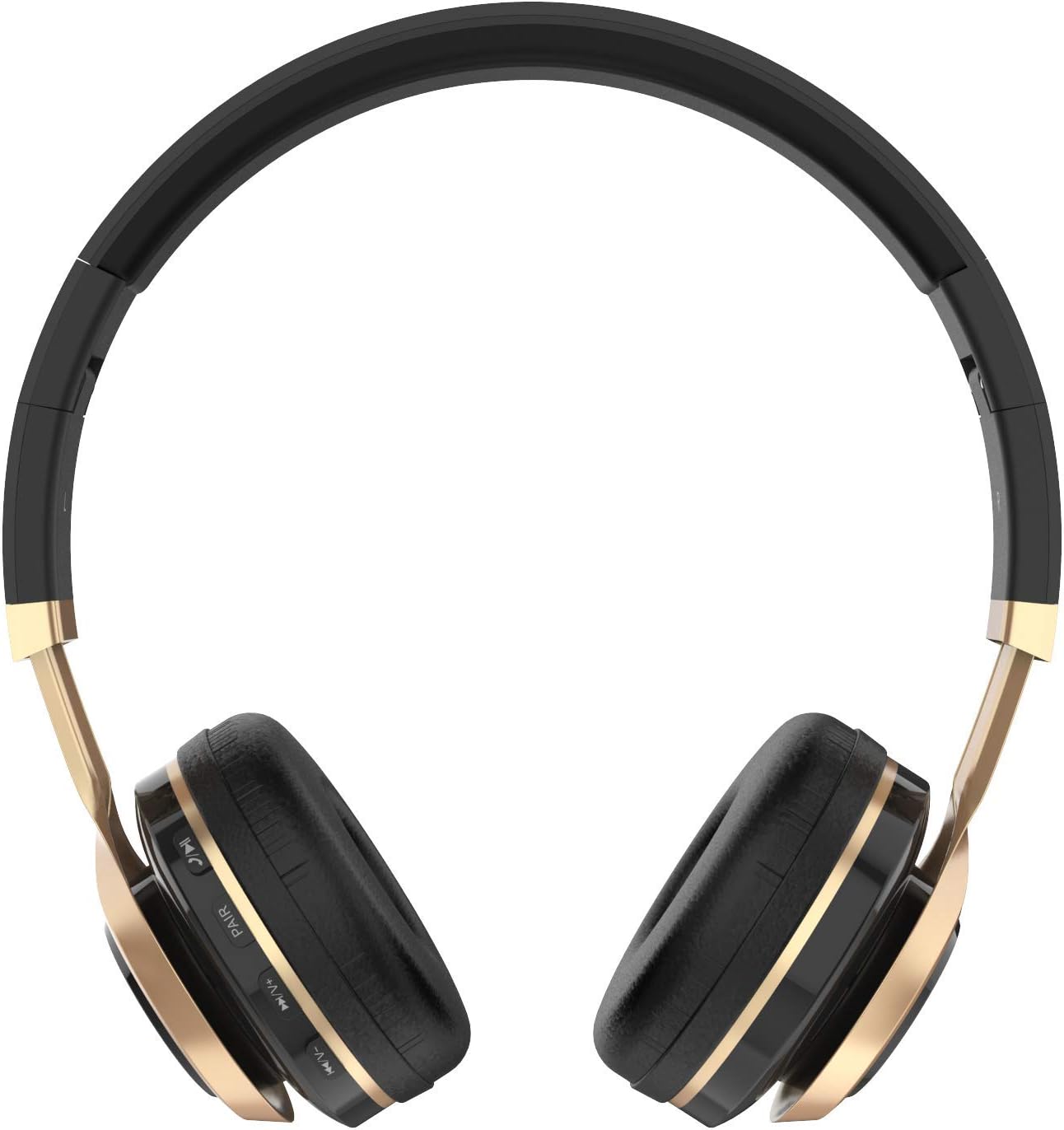 Aduro Resonance Auriculares inalámbricos con micrófono plegables sobre la oreja con micrófono auriculares inalámbricos recargables – negrodorado