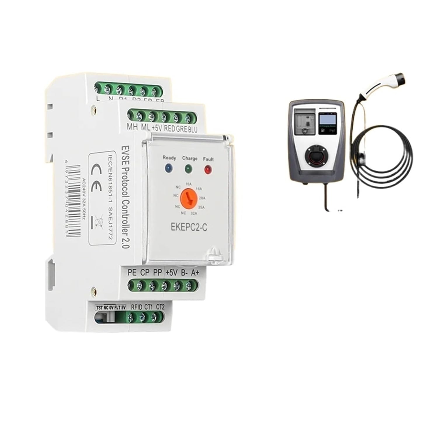 1 unids controlador protocolo electrónico EPC EV estación de carga Cable Socket 32A AC 240V EKEPC2 (color  versión de cable)