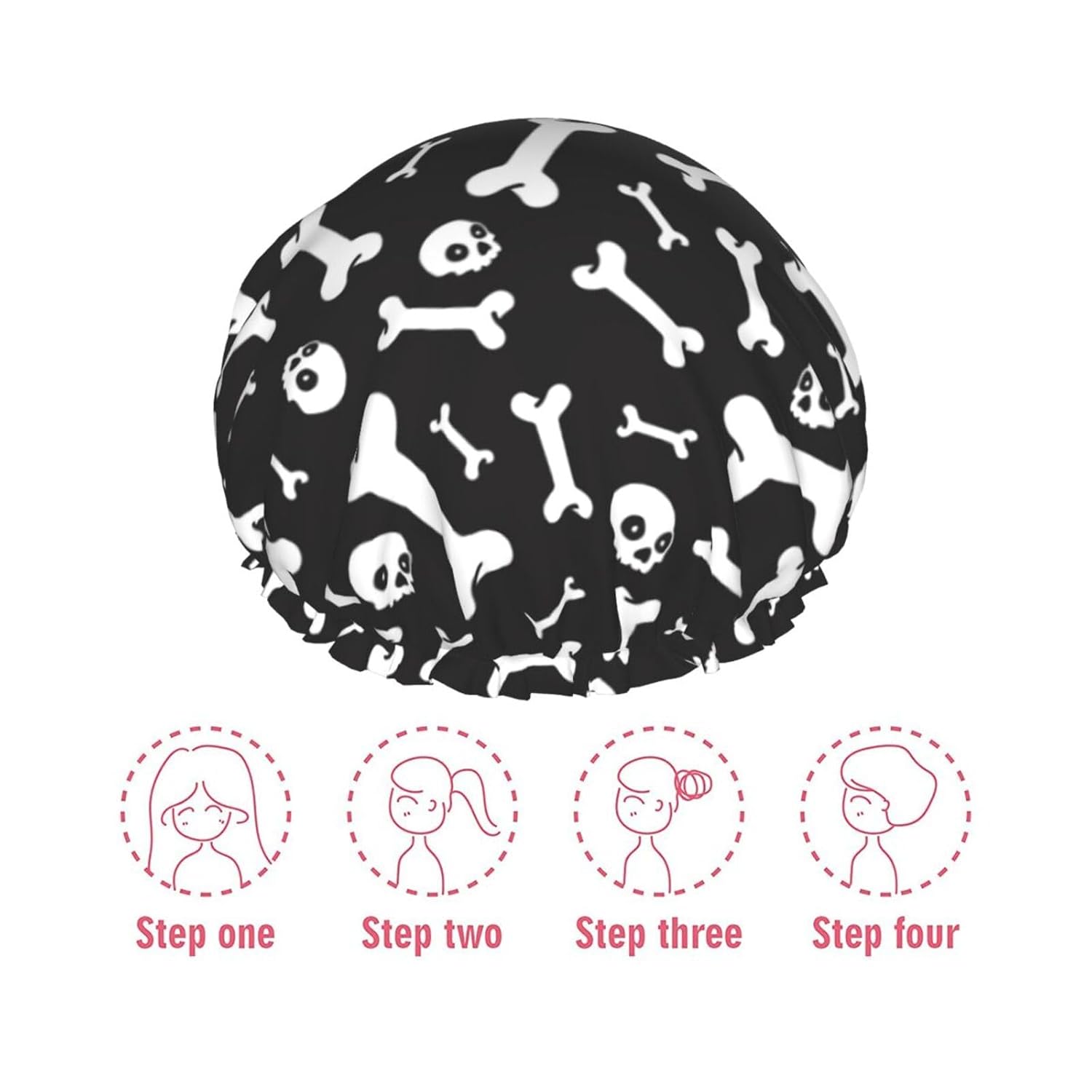 Cute Dog Double Layer Waterproof Shower Cap Suitable For All Head Sizes