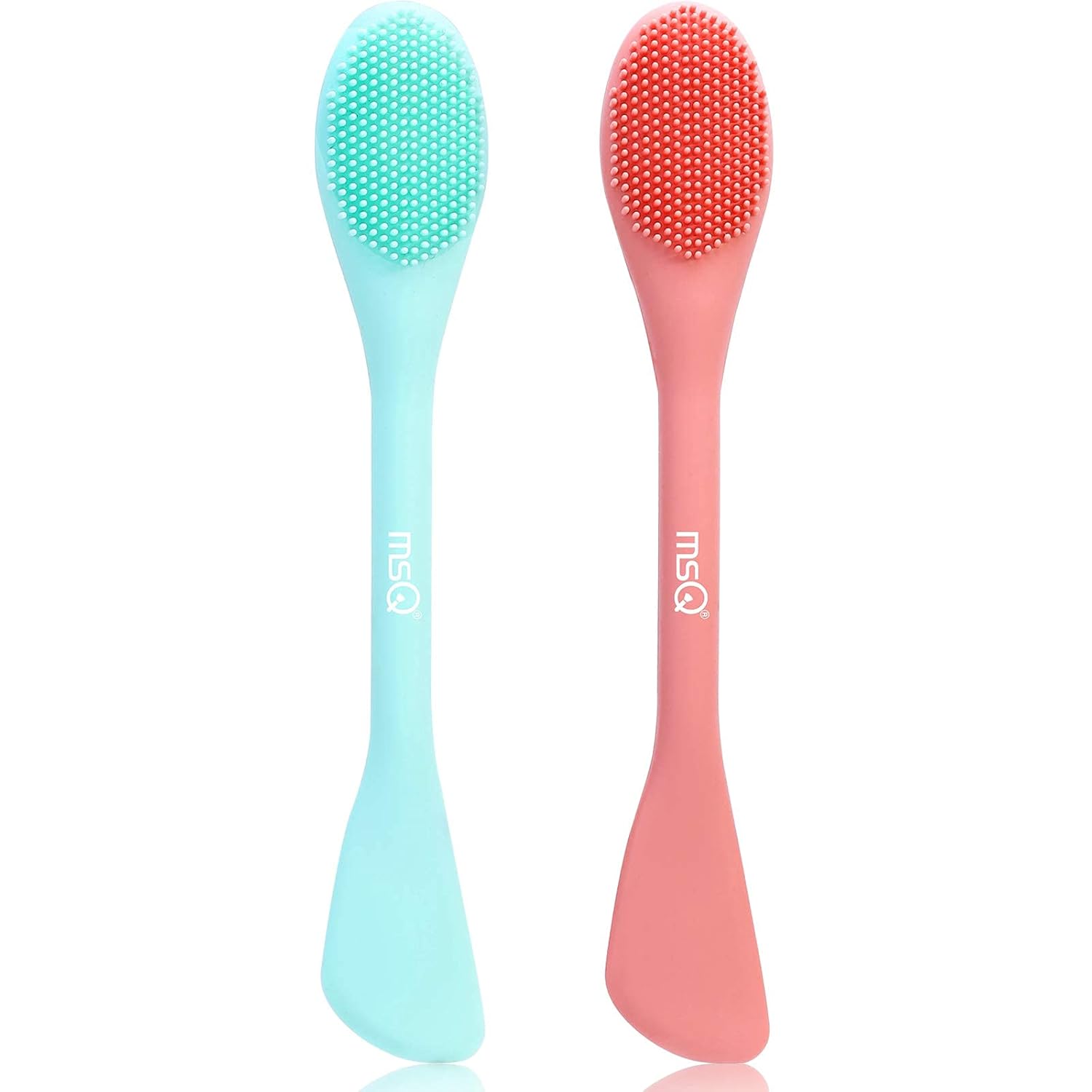 MSQ Cepillo de silicona para mascarilla facial, limpiador facial suave, paquete de 2 cepillos de doble extremo para barro, arcilla, máscara mixta de