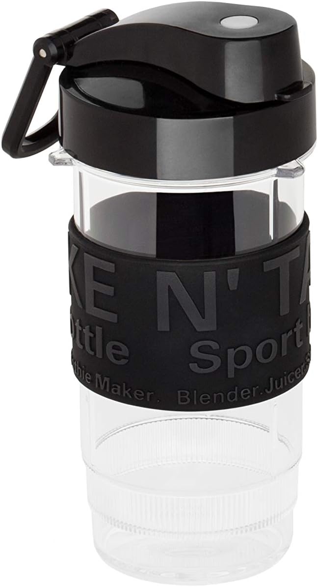 minilicuadora personal para hacer licuados y smoothies con taza trituradora, 2 botellas licuadoras y libro de recetas (versión inglés), Acero