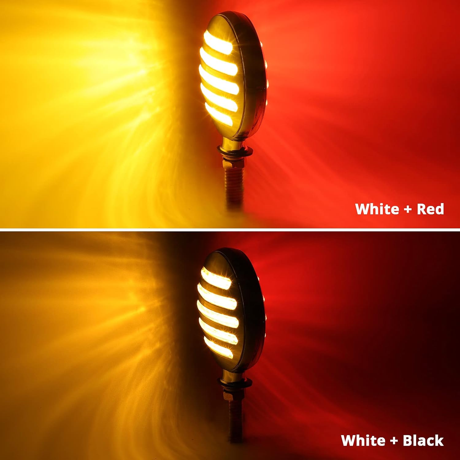Partsam 2 luces de señal de giro LED de doble cara de línea plana, ámbarrojo, luces de pedestal LED redondas de línea plana, montaje en