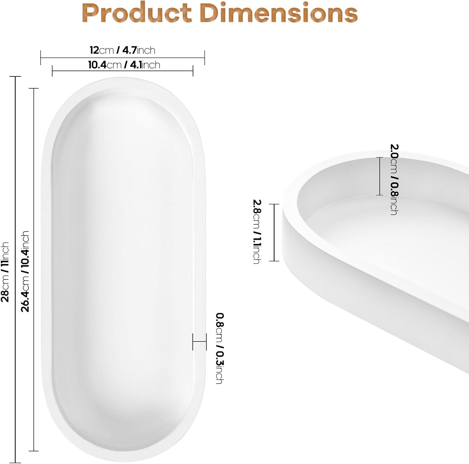 Bandeja ovalada de tocador de baño, pequeño organizador decorativo de bambú para encimera de cocina, tanque de inodoro y tocador, bandeja de velas y
