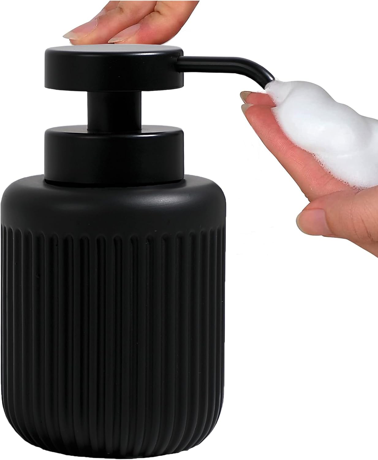 GalDal Dispensador de jabón de manos de espuma negra para baño, dispensador de lavado de manos de espuma de resina, 11 oz.