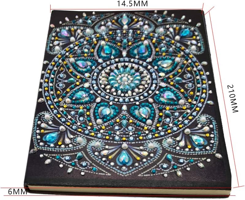 Paquete de 2 cuadernos de pintura de diamantes forrados, arte de diamantes 5D, cuaderno de punto de cruz, papel en blanco A5, cuaderno de notas de