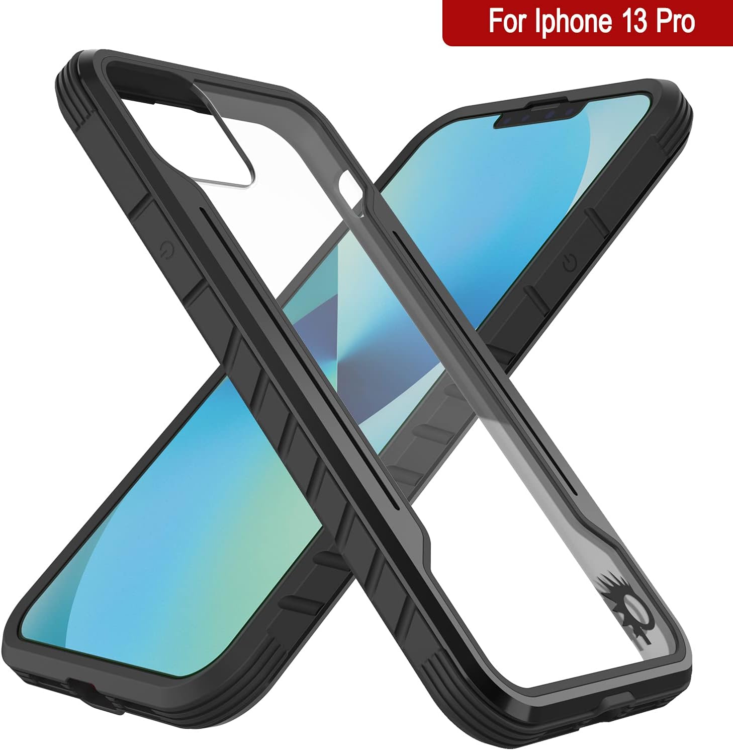Punkcase Diseñada para iPhone 13 Pro Armor Stealth Series funda protectora de grado militar con marco de aluminio parte trasera transparente Máxima