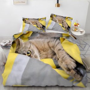 Yellow Kitten Duvet Cover Full Animal Print Bedding Sets Full Soft Microfiber Comforter Cover and 2 Pillow Shams 20″X26″, Bed Set Duvet Covers with Yellow Kitten Duvet Cover Full Animal Print Bedding Sets Full Soft Microfiber Comforter Cover and 2 Pillow Shams 20″X26″, Bed Set Duvet Covers with