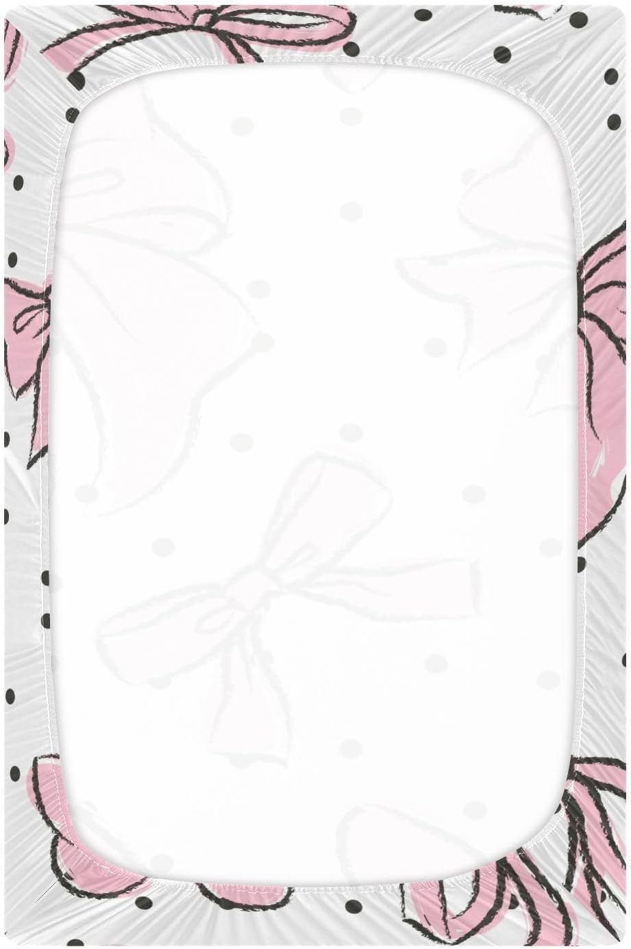 Sábana bajera ajustable para cuna de color rosa con lazo, para colchón estándar de cuna, suaves y transpirables para niños y niñas, 52 x 28 x 9