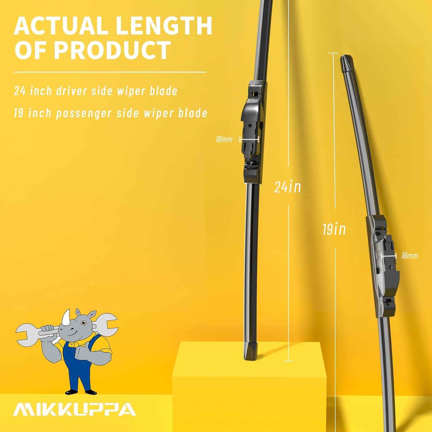 MIKKUPPA Limpiaparabrisas de 24 + 19 pulgadas  Repuesto para VW Jetta 2011-2019, VW Passat 2012-2018  Limpiaparabrisas para todas las estaciones,