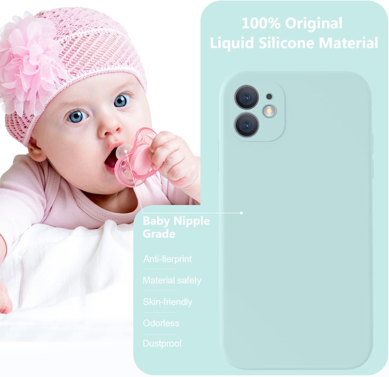 Vooii Compatible con iPhone 11, silicona líquida mejorada con bordes cuadrados, protección de la cámara, forro de microfibra antiarañazos suave,