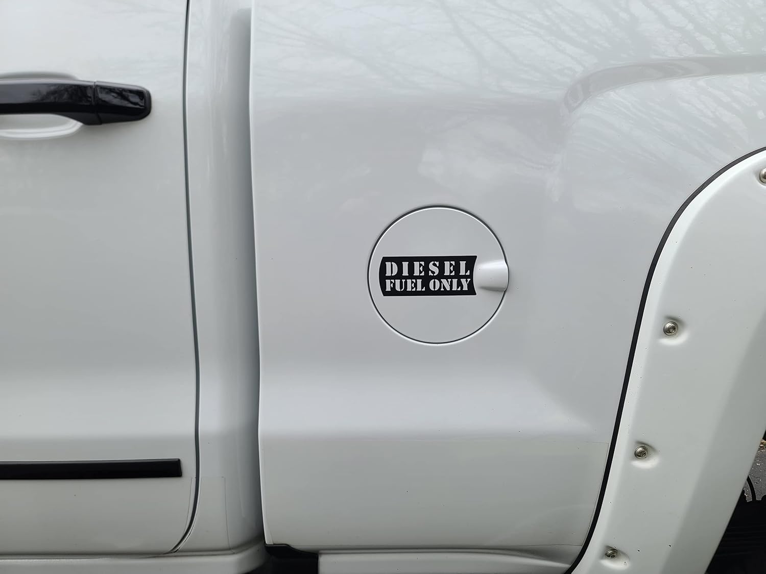 Calcomanía de combustible diésel para puerta de combustible para Duramax Powerstroke Cummins Trucks Seleccionar color (negro brillante, 2)