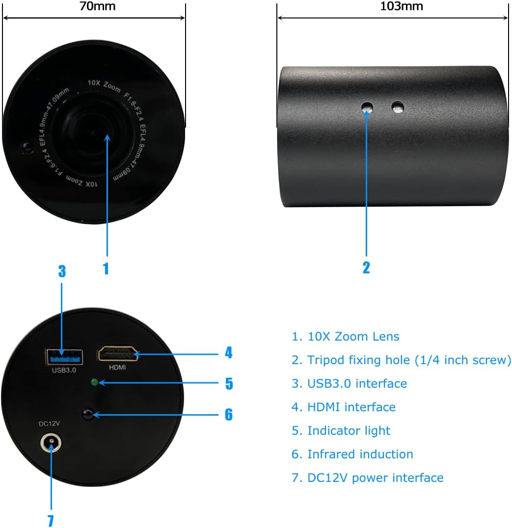 SDTNOVA SV10X Cámara profesional de transmisión de video en vivo Full HD 1080P 60fps USB3.0 HDMI 10X Zoom óptico por control remoto Cámara de