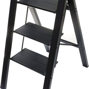 Taburete plegable de escalera de 3 escalones, escalera plegable antideslizante con pedal expandido, para uso en casa y oficina, taburete de cocina Taburete plegable de escalera de 3 escalones, escalera plegable antideslizante con pedal expandido, para uso en casa y oficina, taburete de cocina
