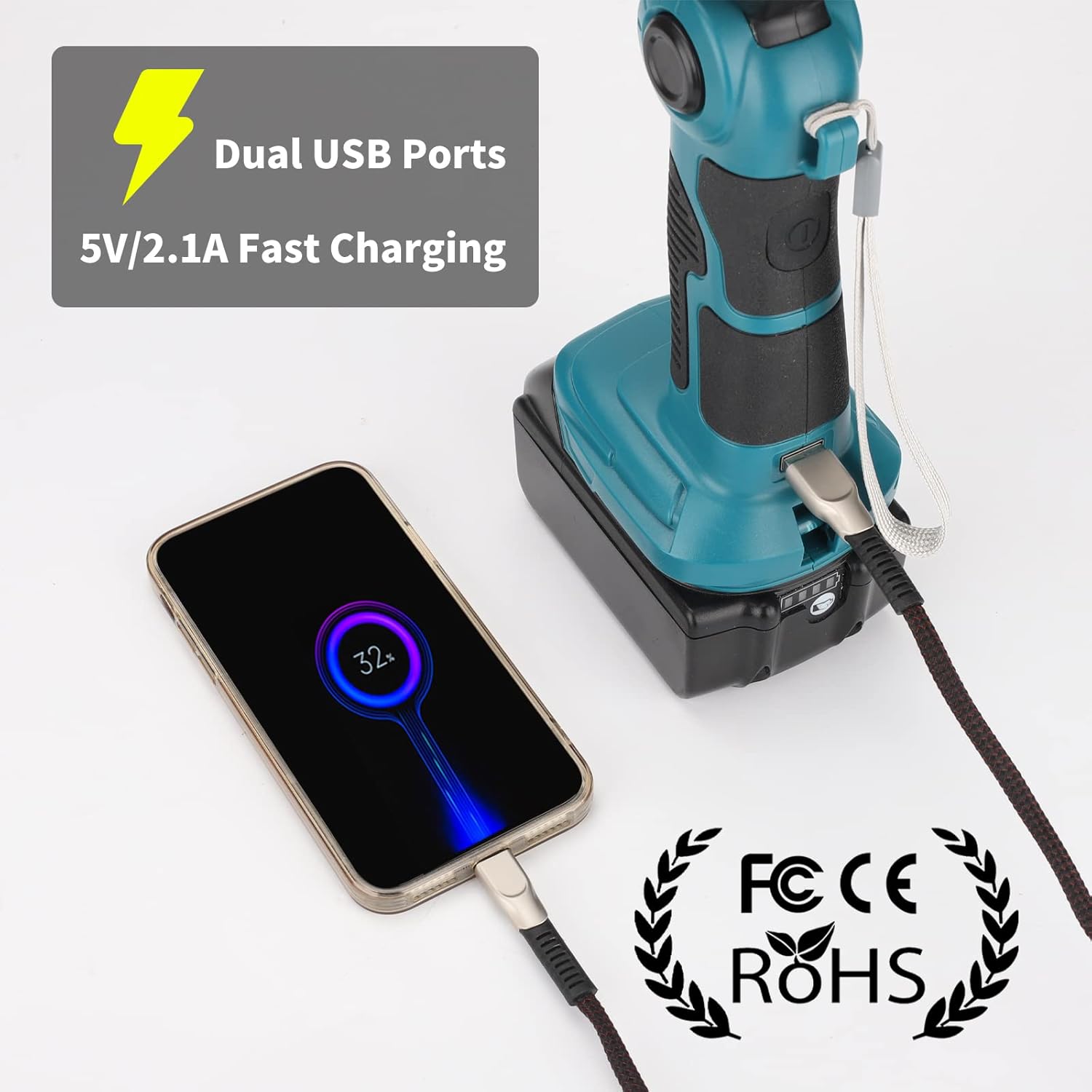 Luz de trabajo LED de 2000LM para Makita 18V LXT batería de litio, linterna de 25W para camping, reparación de automóviles, iluminación de