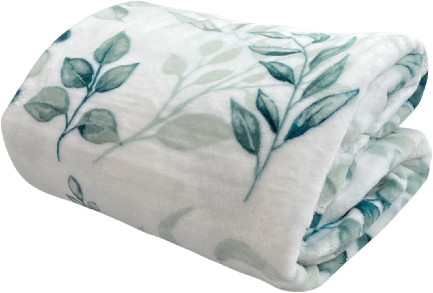 Mantas de forro polar verde con hojas botánicas de acuarela felpa suave con diseño floral de hojas y bayas para sofá, silla, cama, verde, gris,