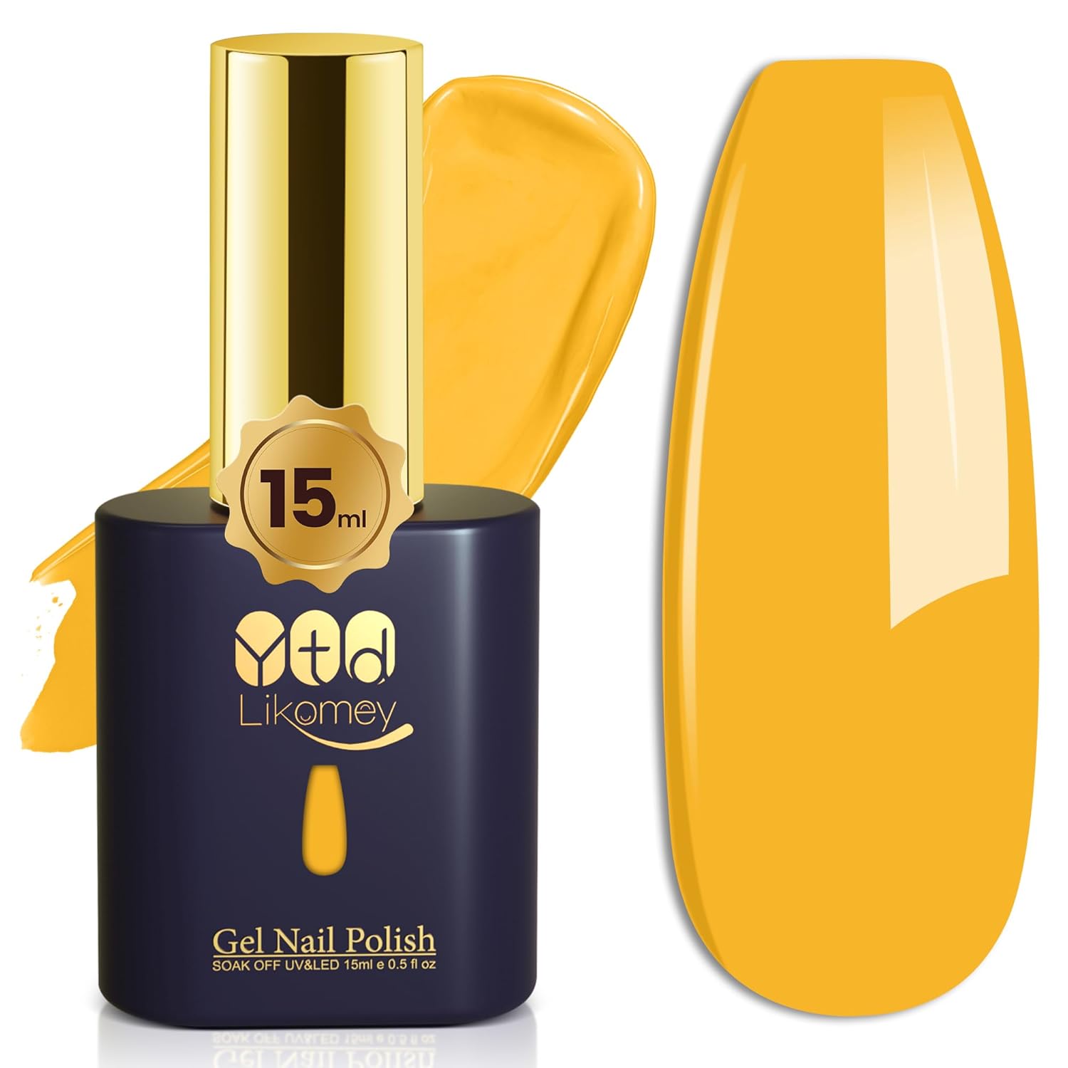 YTD Likomey Esmalte de uñas de gel, 1 unidad de 0.5 onzas líquidas, color amarillo limón, gel de uñas UV Soak Off, manicura en casa de salón de