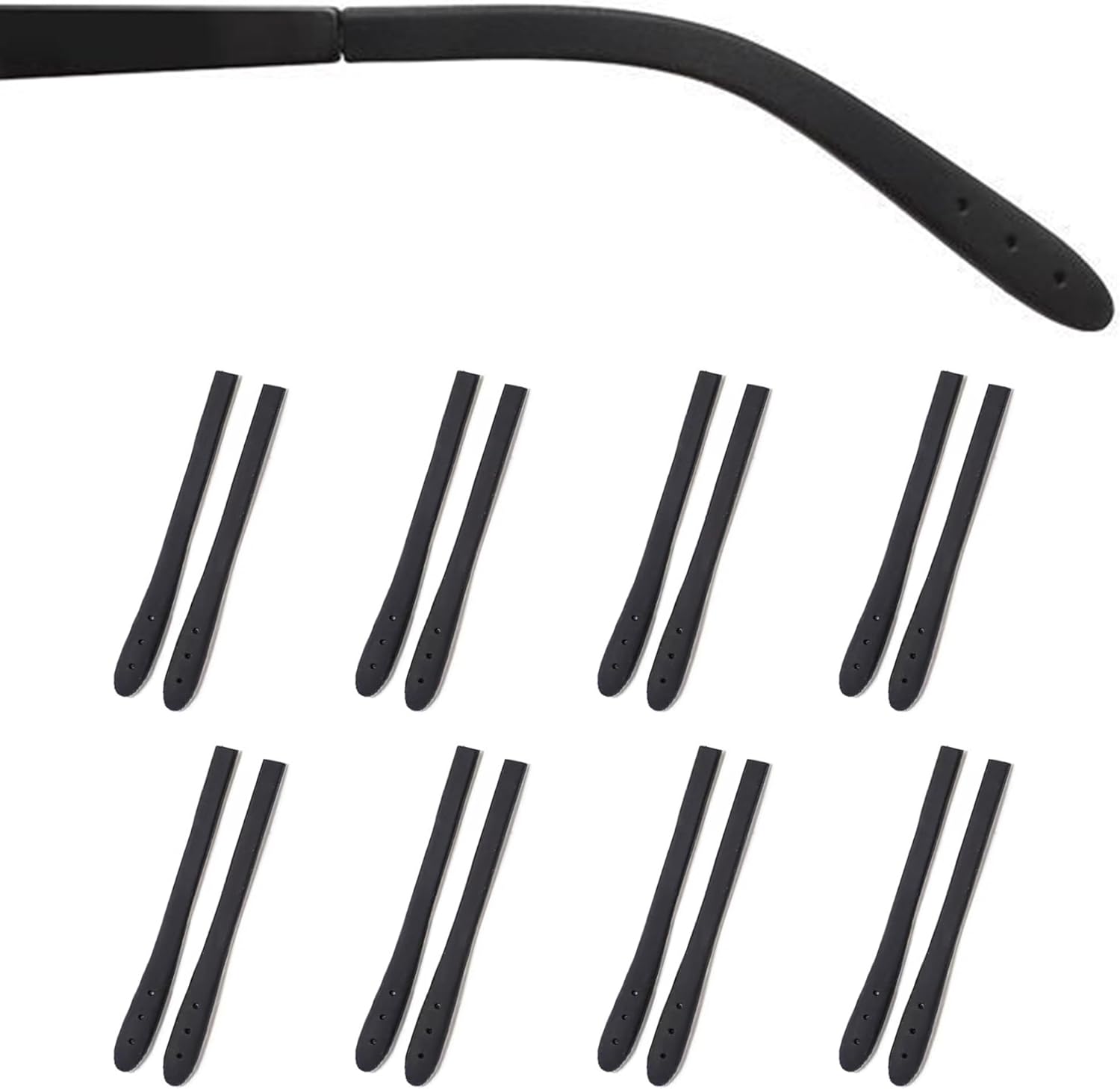 Puntas de extremo de las patillas para lentes antideslizantes, funda de tubo de silicona suave, retenedores de repuesto para patas planas de metal