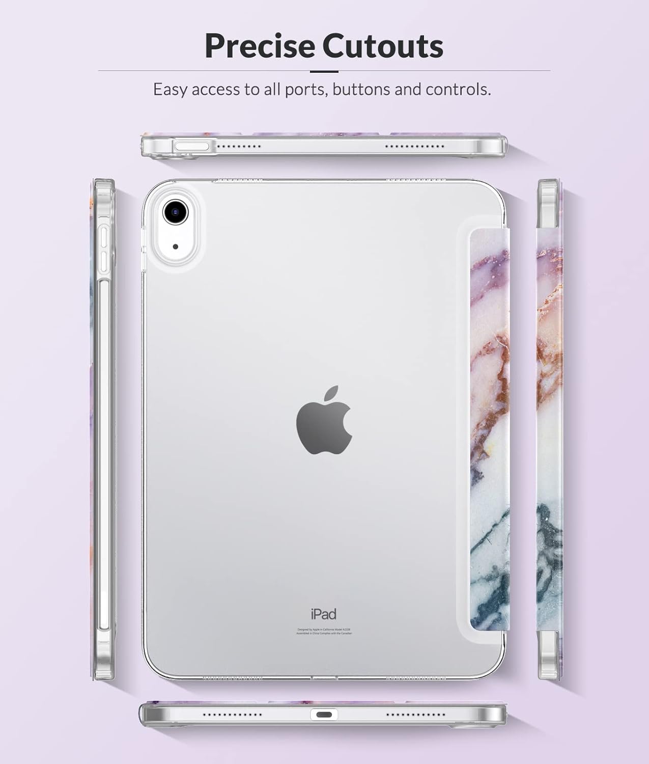 MoKo Funda para iPad de 10 generación 2022, iPad 10.9 con cubierta trasera de TPU suave translúcido esmerilado, funda protectora delgada con función