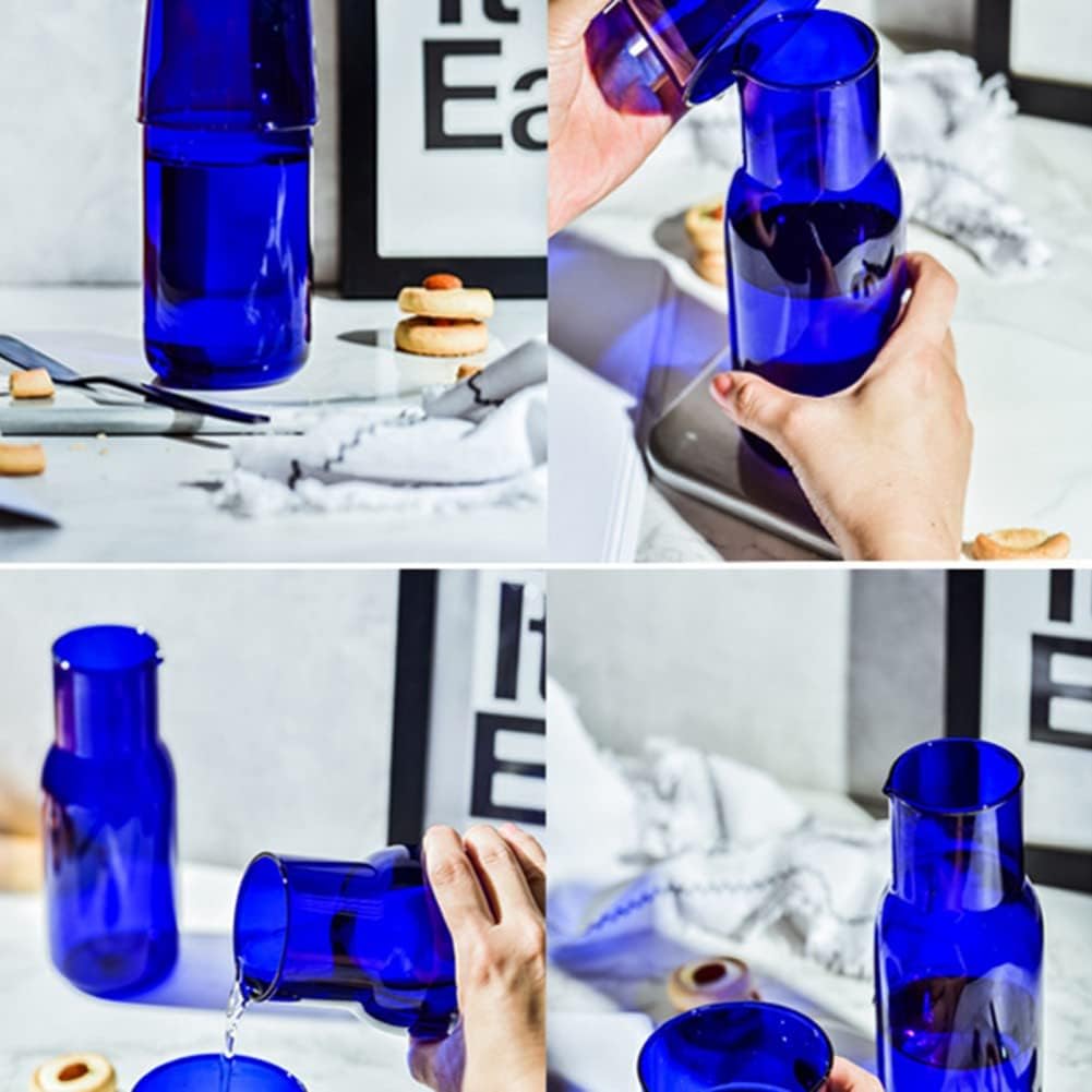 Ochine Jarra de agua de noche con vidrio, juego de jarra de noche y vidrio, jarra de agua nocturna con vaso, jarra de agua de vidrio transparente