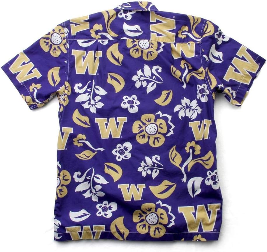 Wes and Willy Camisa floral de la Universidad de Washington para hombre con botones