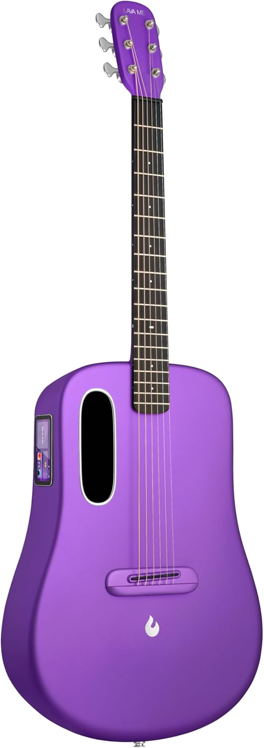 LAVA ME 4 Guitarras eléctricas acústicas de fibra de carbono, guitarra de audio inteligente de viaje con pantalla táctil de 3.5 pulgadas, sistema