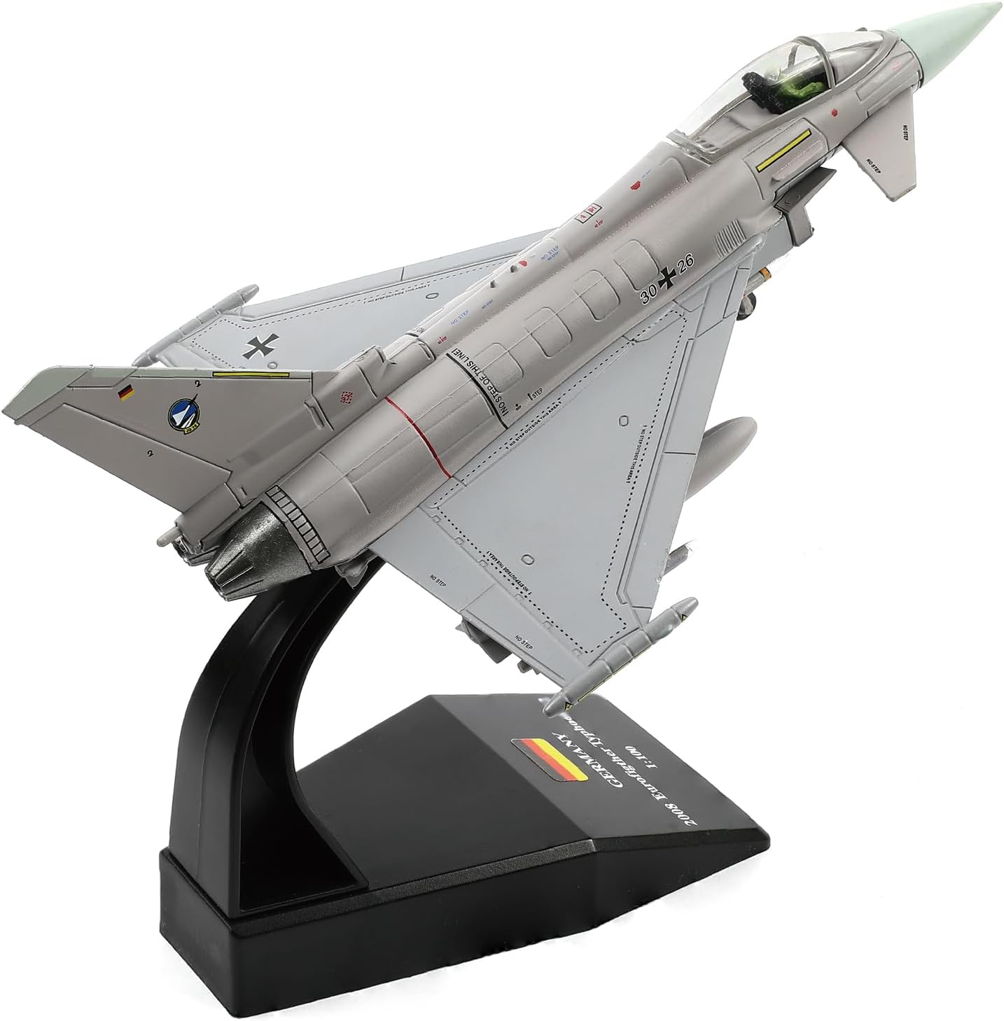 1100 Eurofighter Typhoon EF-2000 German Jet Fighter Modelo de avión fundido a presión para colección de exhibición o regalo