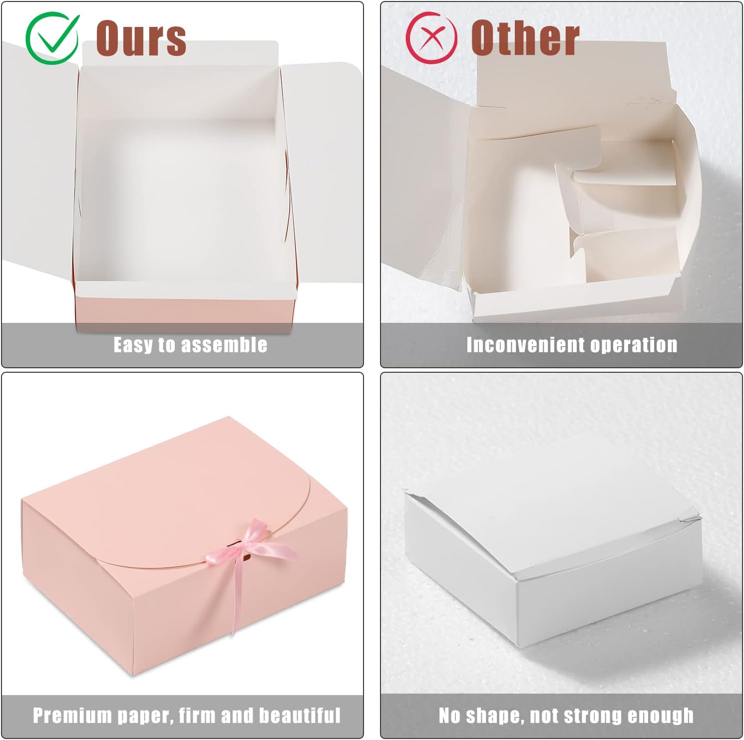 WantGor Cajas de regalo con tapas, paquete de 10 cajas de papel kraft de 8 x 8 x 4 pulgadas para regalos, damas de honor, chocolate, cupcake,
