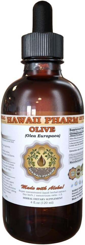 HawaiiPharm Extracto líquido de oliva (Olea europaea), tintura, suplemento herbario, fabricado en EE. UU., 2 onzas líquidas