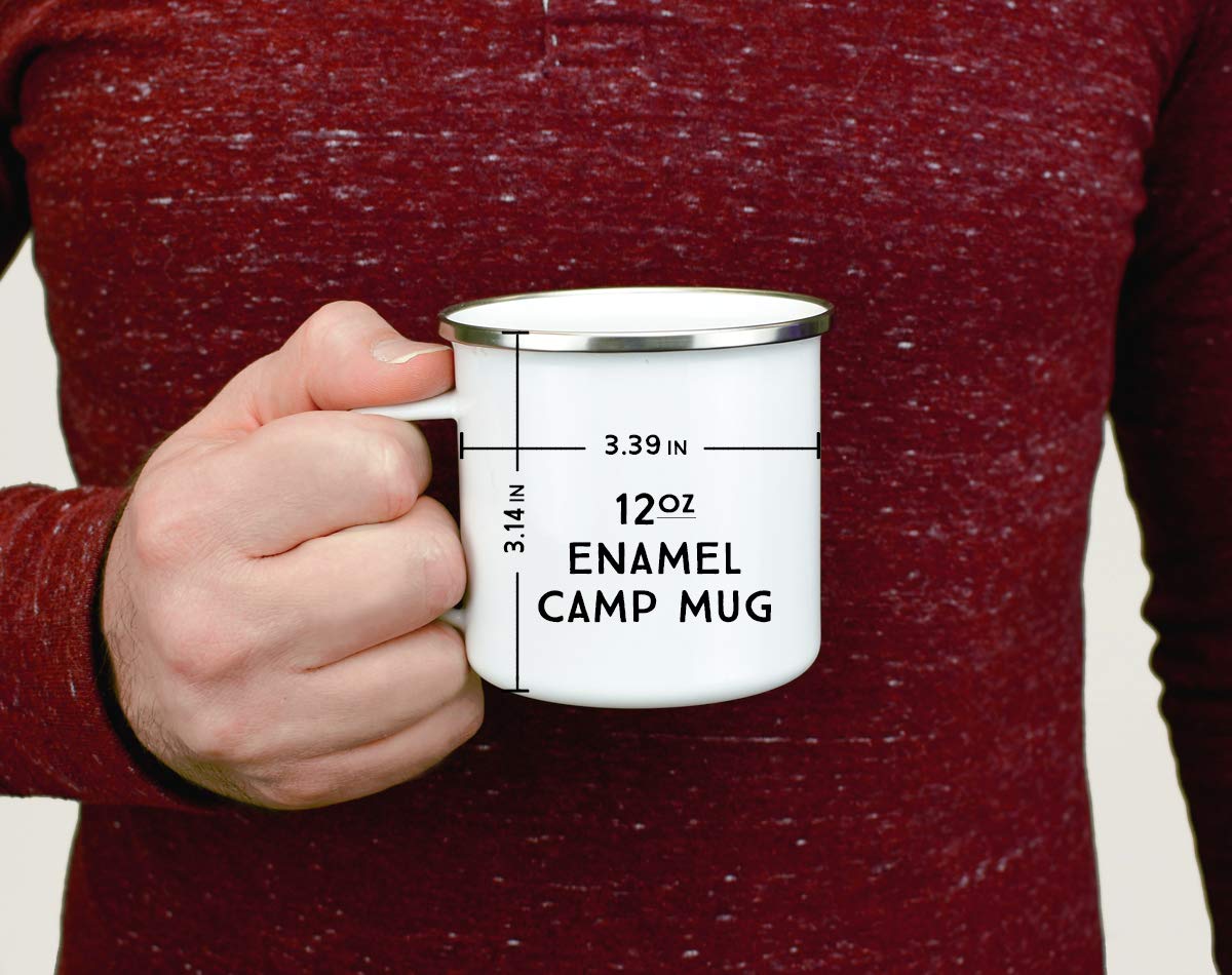 Nature is My Therapy Enamel Campfire Coffee Mug, Outdoor Lover Camping Cup, Mountains Forrest Wildlife Hiking Camp Adventure Gift (12oz)