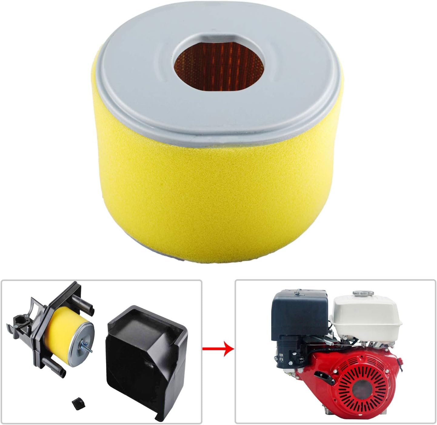 Poweka Filtro de aire apto para motor GX390 GX340 13HP y 11HP con prefiltro de espuma. Reemplazar 17210-ZE3-505 17210-ZE3-010