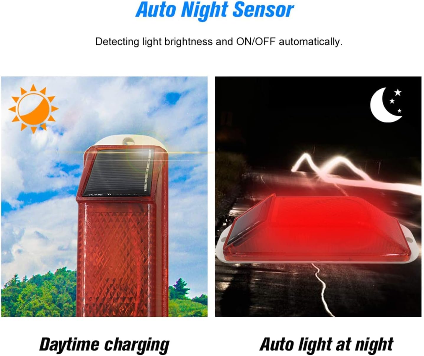 Semáforo, 2 unidades, luz solar estroboscópica de advertencia, lámpara LED intermitente de emergencia sensible, súper brillante, IP54, impermeable,