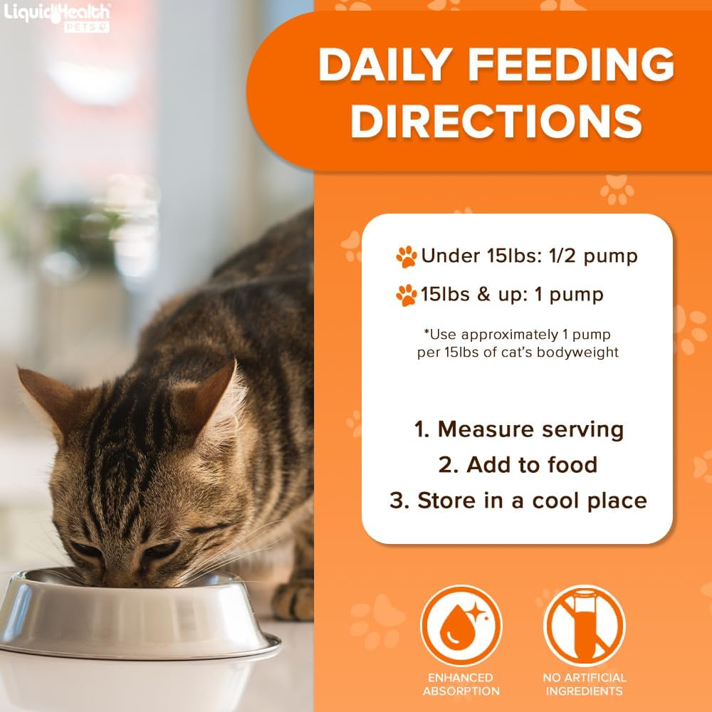 Liquid Health Pets Purr-Fection Omega 3 – Aceite de pescado para gatos – Omega 3 líquido para gatos con EPA+DPA+DHA, suplemento Omega 3 para gatos