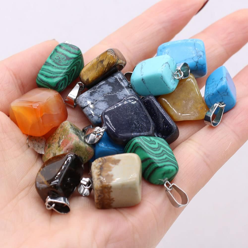 20 dijes de piedra natural irregulares al azar mezclados de ágata de cristal curativo para hacer joyas, collares, aretes, meditación, Piedra Ágata