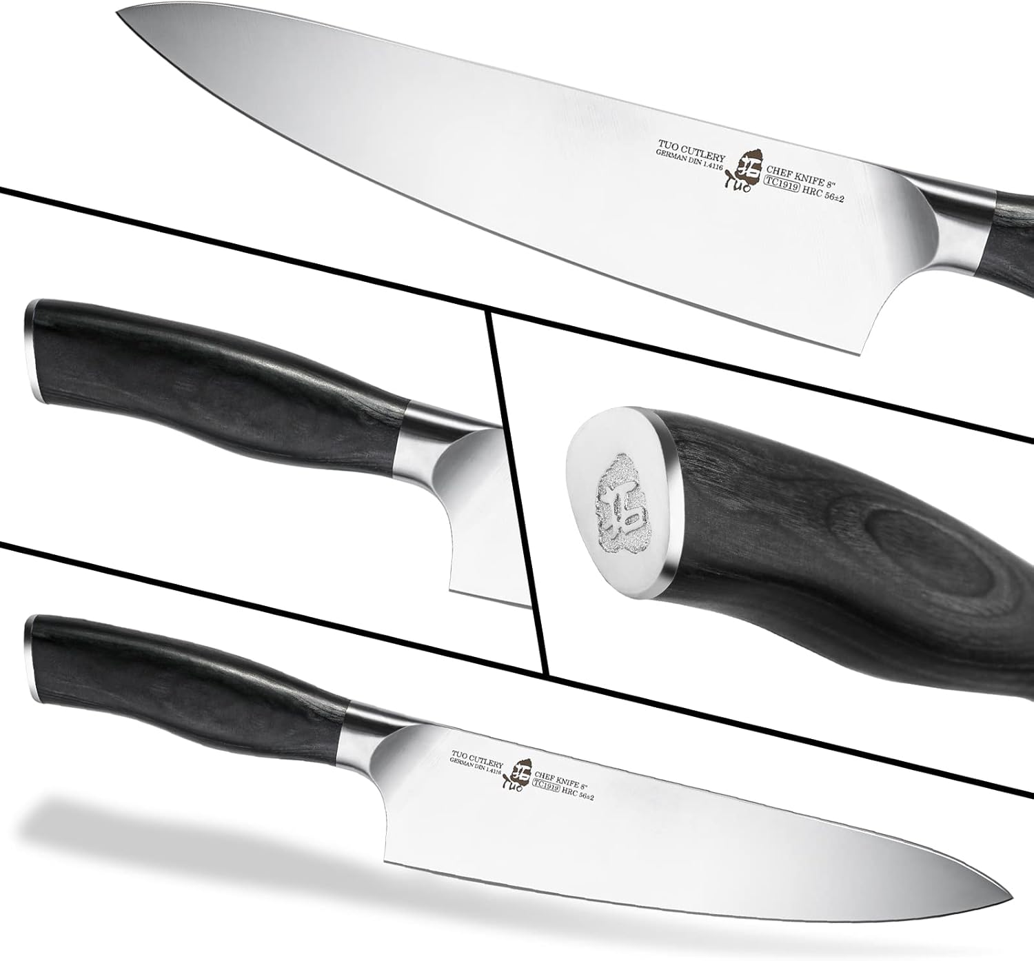 TUO Cuchillo de chef  Cuchillo de chef profesional de 8 pulgadas ultra afilado, acero inoxidable alemán de alto carbono de alta calidad, caja de