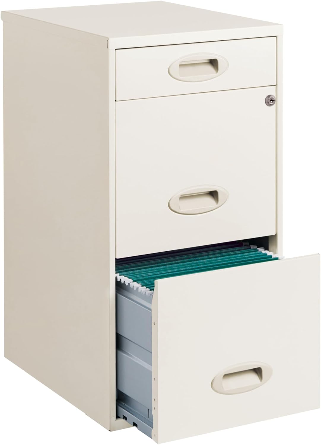 Realspace Archivador vertical de 3 cajones de 18″ D, blanco perla
