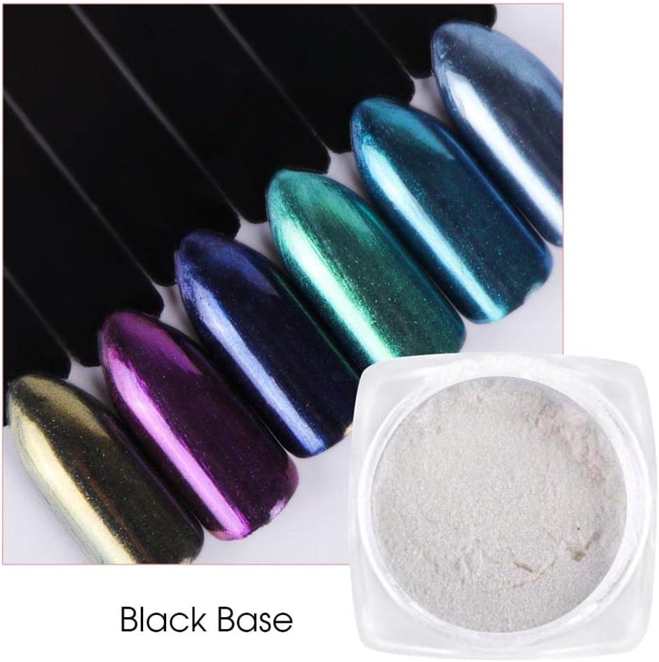 Brillo de uñas en polvo cromado perlado, polvo iridiscente blanco aurora cromo frotar polvo neón sirena espejo pigmento arco iris holográfico