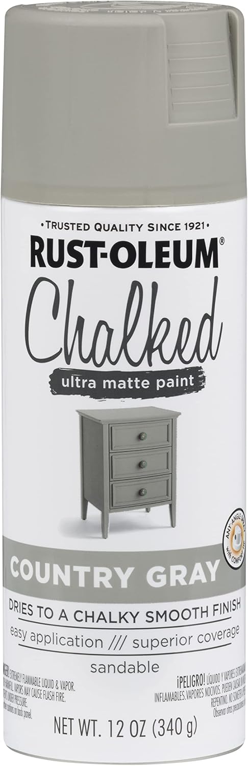 Rust-Oleum serie 302593 – Pintura a la tiza en aerosol ultramate de 12 onzas (paquete de 1), color gris rural