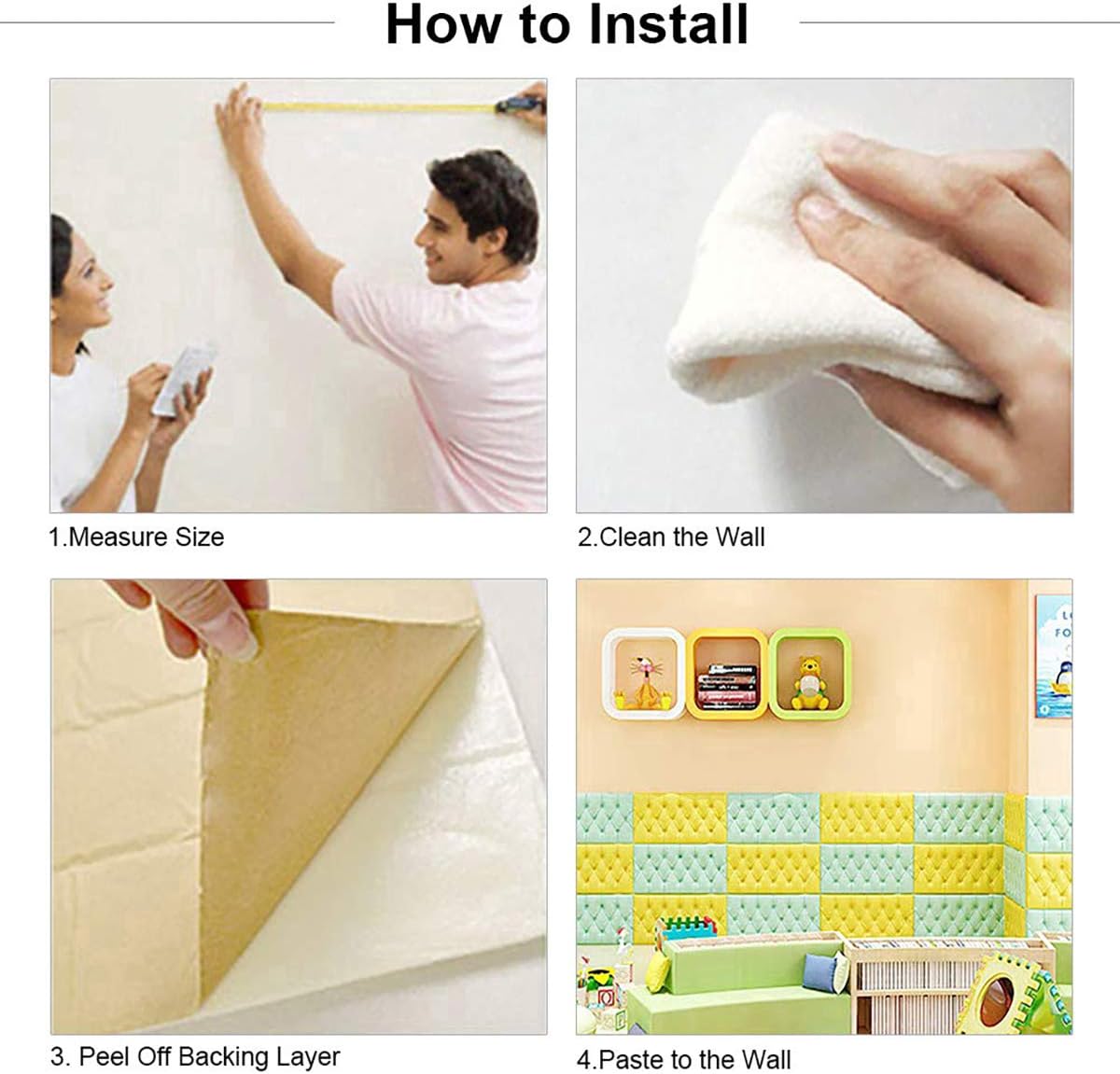 Paneles de pared de espuma autoadhesivos 3D, 23.6 x 11.8 pulgadas, decoración de cuero revestido, anticolisión, cojín suave para cubrir paredes,