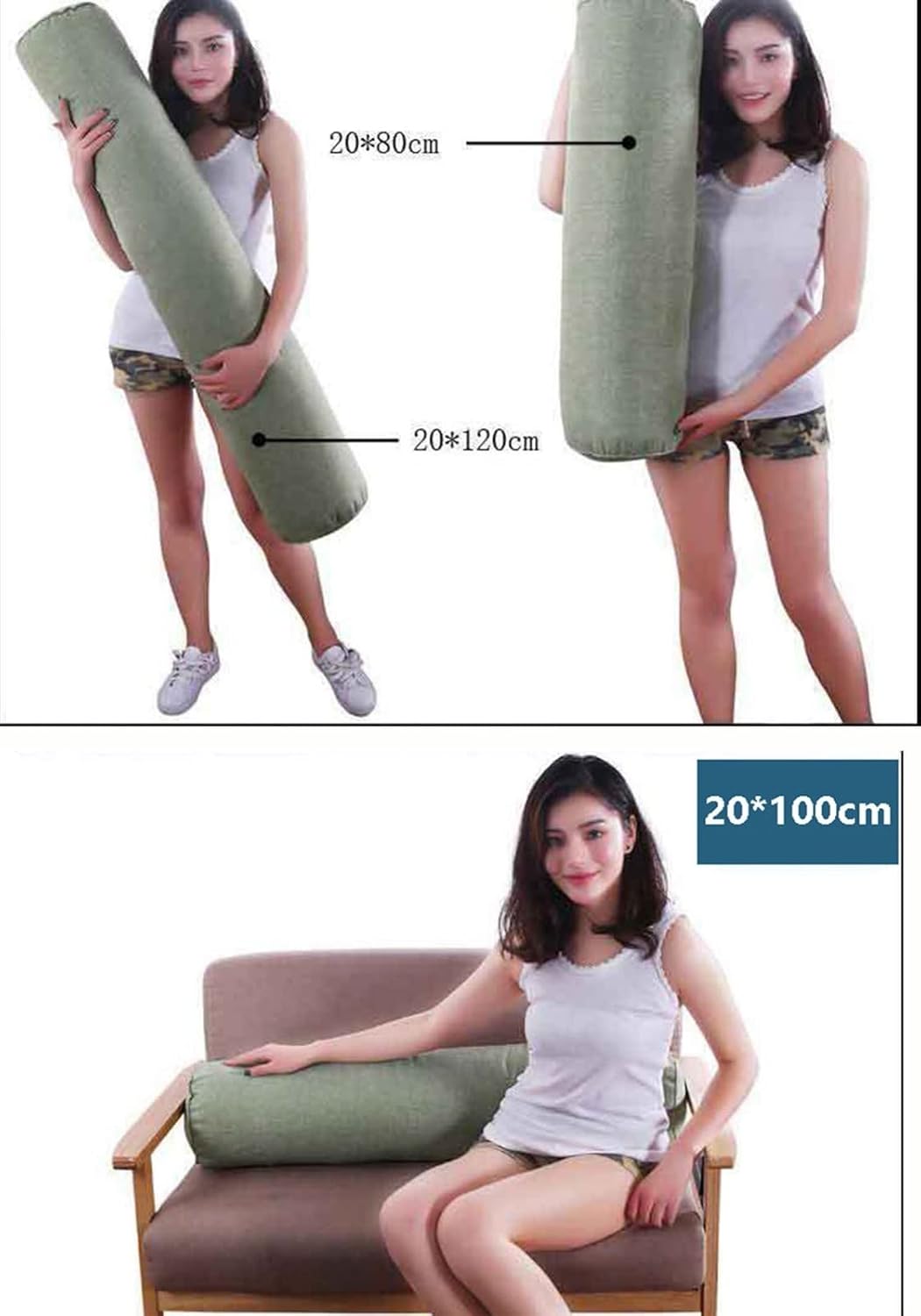 Almohada redonda de cilindro cervical con funda extraíble lavable, diseñada ergonómicamente para cabeza, cuello, espalda y piernas. Ideal para