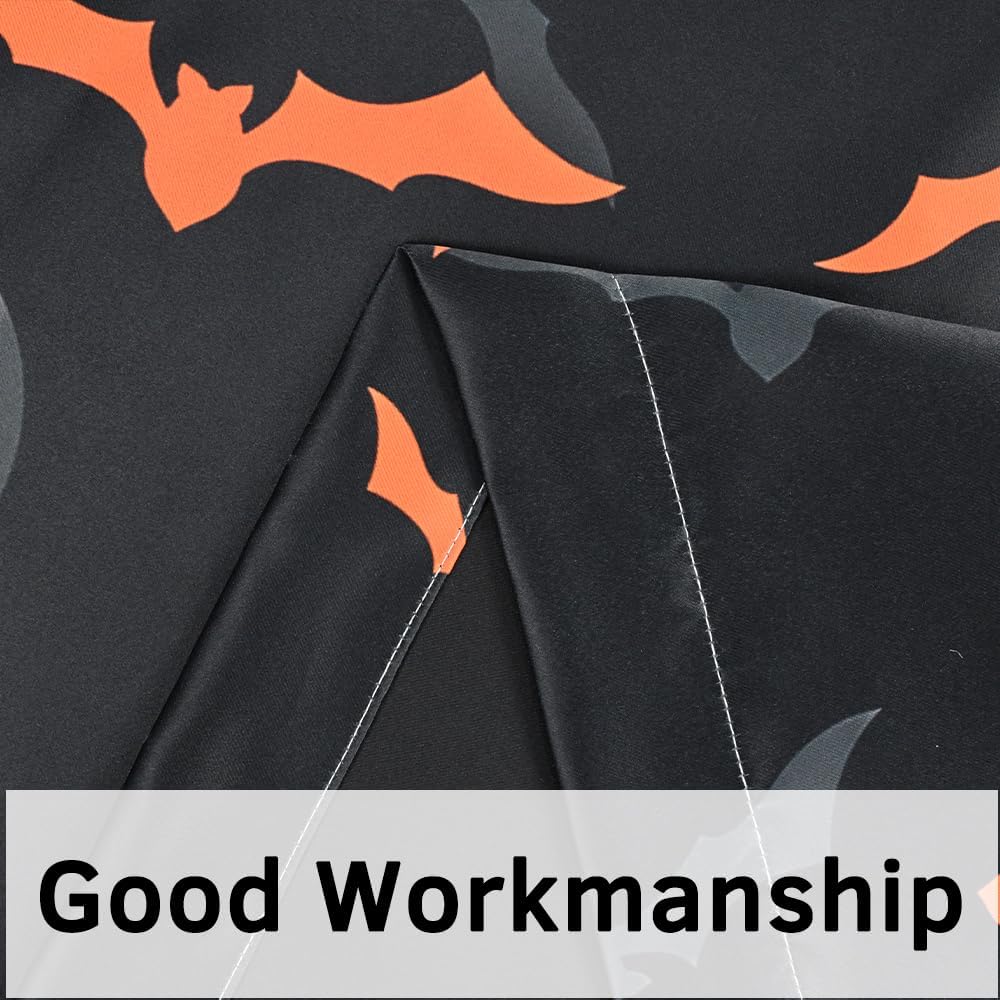 Renaiss Cortinas opacas de murciélagos voladores naranja y negro, con aislamiento térmico, para dormitorio, para niños, Halloween, con ojales, para