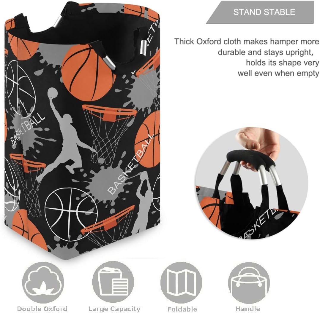 visesunny Cesta plegable para ropa sucia, baloncesto, deportes, abstracta, grande, de tela Oxford, organizador de juguetes con asa para baño,